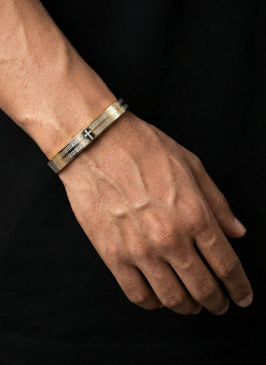 Men’s Cross Greek Pattern Bangle